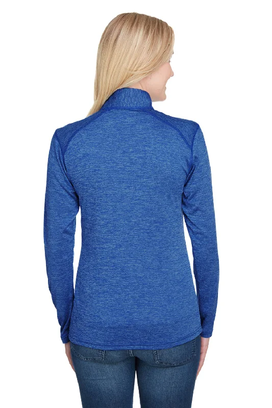 A4 Womens Tonal Space Dye Performance Moisture Wicking 1/4 Zip Sweatshirt - Royal Blue