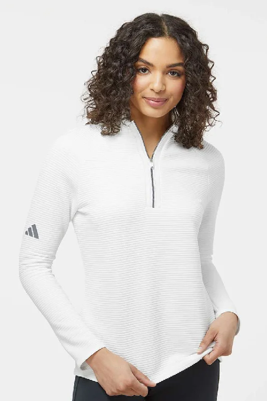 Adidas Womens Spacer 1/4 Zip Sweatshirt - Core White - NEW