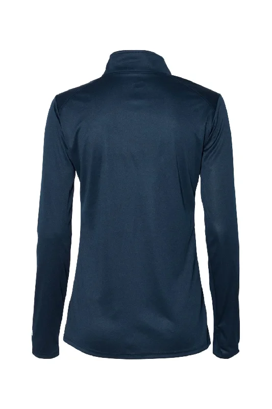 Badger Womens B-Core Moisture Wicking 1/4 Zip Sweatshirt - Navy Blue/Graphite Grey - NEW