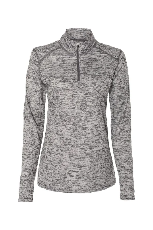 Badger Womens Tonal Blend Moisture Wicking 1/4 Zip Sweatshirt - Graphite Grey Tonal Blend - NEW