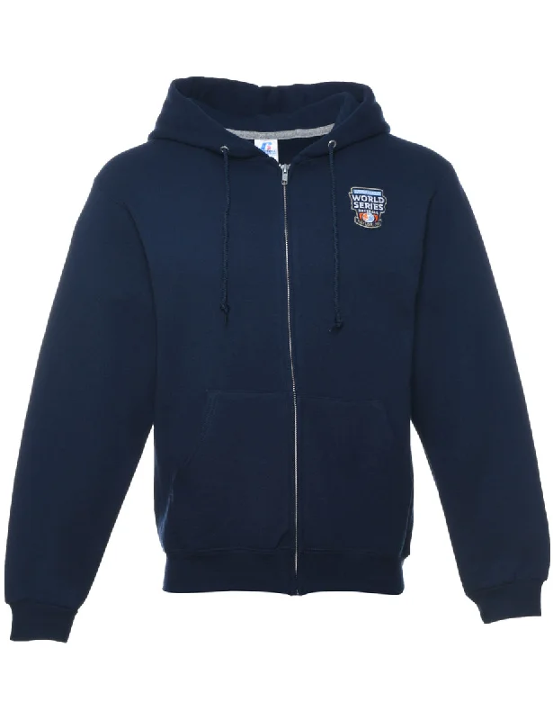 Baseball Navy Embroidered Hooded Sweatshirt - S