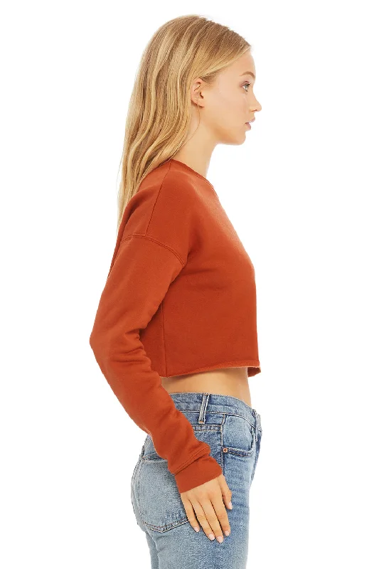 Bella + Canvas Womens Cropped Fleece Crewneck Sweatshirt - Brick Red