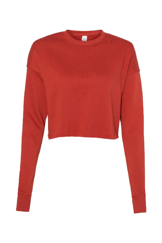 Bella + Canvas Womens Cropped Fleece Crewneck Sweatshirt - Brick Red