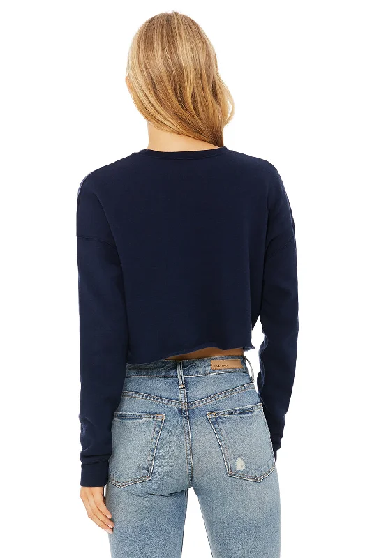 Bella + Canvas Womens Cropped Fleece Crewneck Sweatshirt - Navy Blue