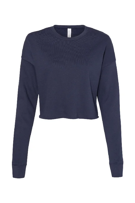 Bella + Canvas Womens Cropped Fleece Crewneck Sweatshirt - Navy Blue