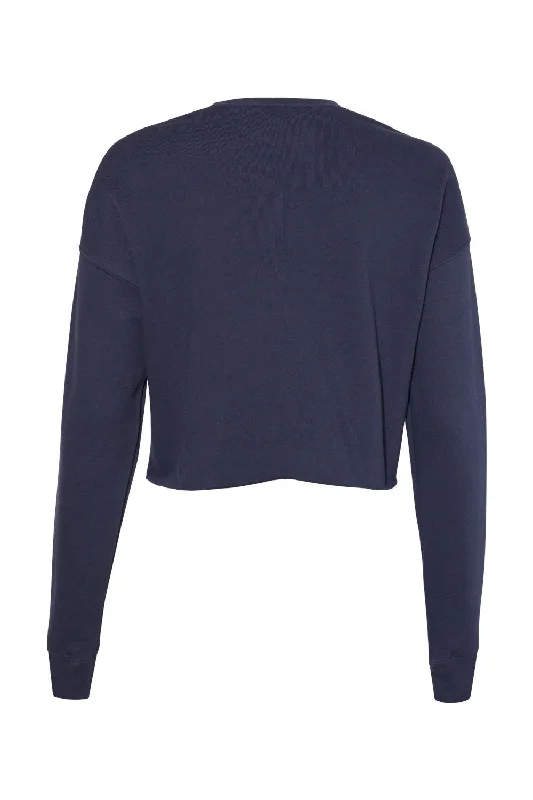 Bella + Canvas Womens Cropped Fleece Crewneck Sweatshirt - Navy Blue