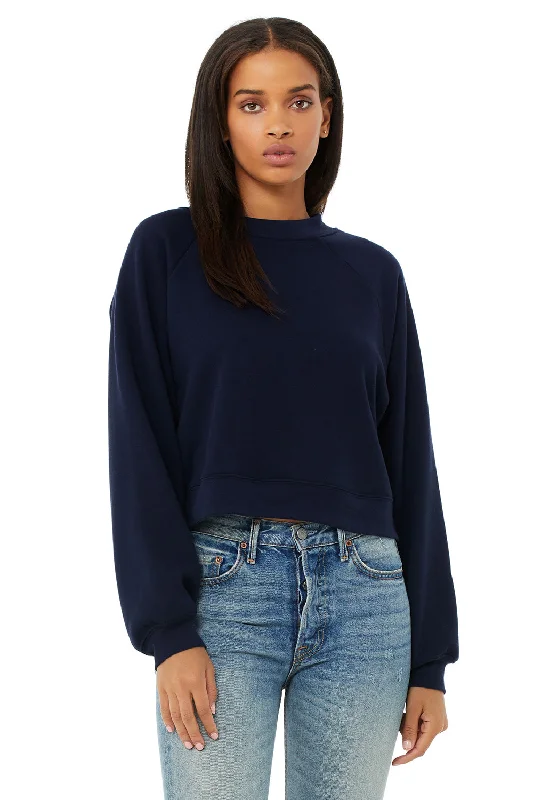 Bella + Canvas Womens Raglan Crewneck Sweatshirt - Navy Blue