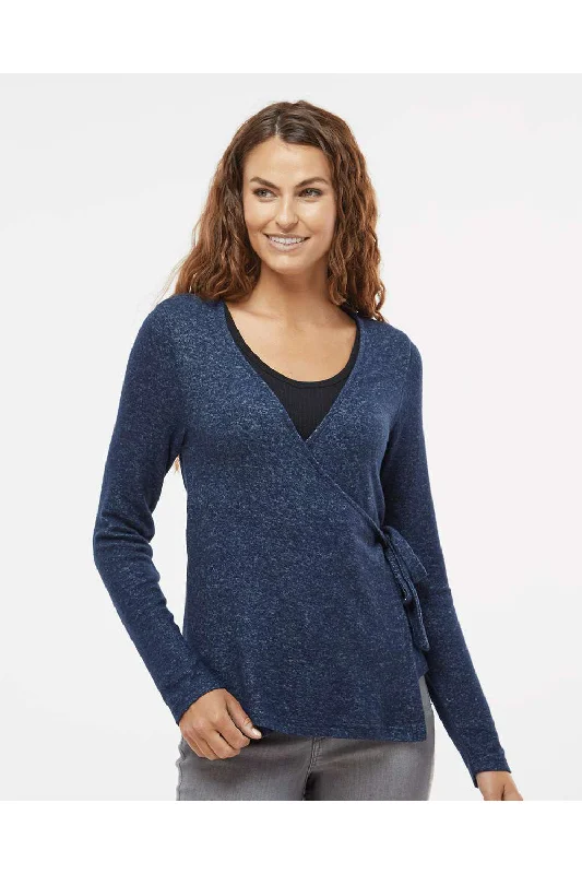 Boxercraft Womens Cuddle Wrap Sweatshirt - Heather Navy Blue - NEW