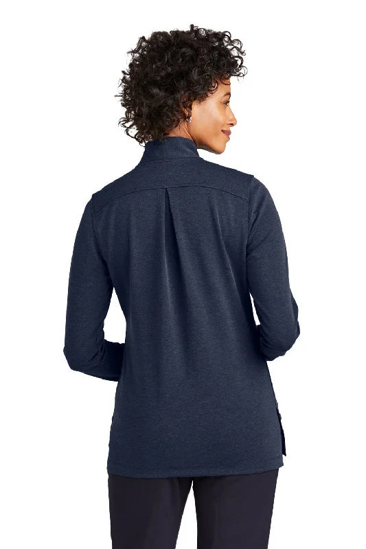 Brooks Brothers Womens 1/4 Button Down Sweatshirt - Heather Navy Blue