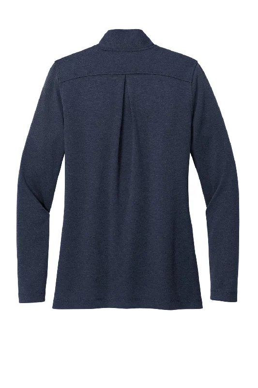 Brooks Brothers Womens 1/4 Button Down Sweatshirt - Heather Navy Blue