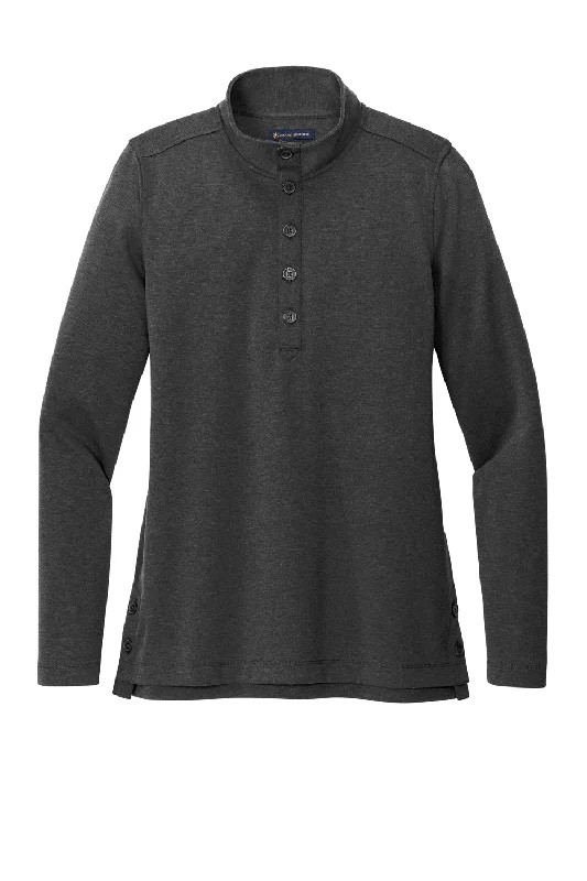 Brooks Brothers Womens 1/4 Button Down Sweatshirt - Heather Windsor Grey