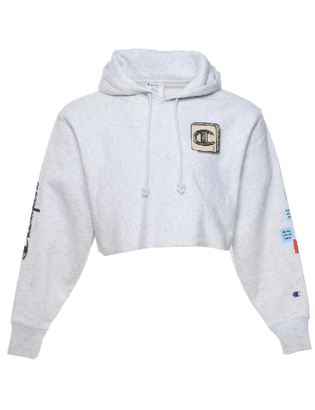 Champion Reverse Weave Cropped & Printed Hoodie - S