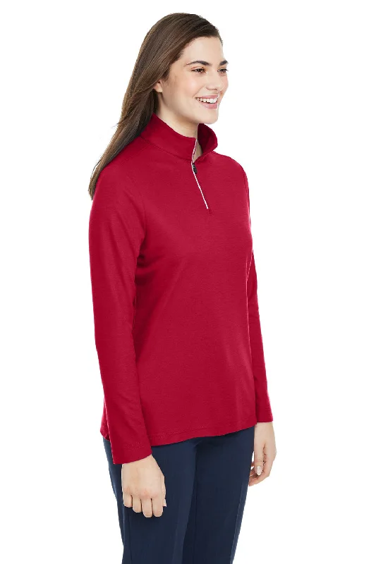 Core 365 Womens Fusion ChromaSoft Performance Moisture Wicking Pique 1/4 Zip Sweatshirt - Classic Red