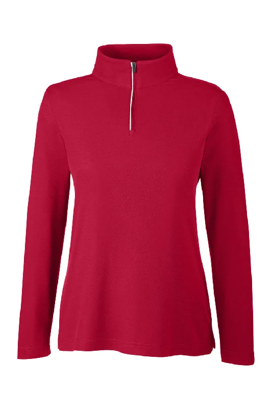 Core 365 Womens Fusion ChromaSoft Performance Moisture Wicking Pique 1/4 Zip Sweatshirt - Classic Red