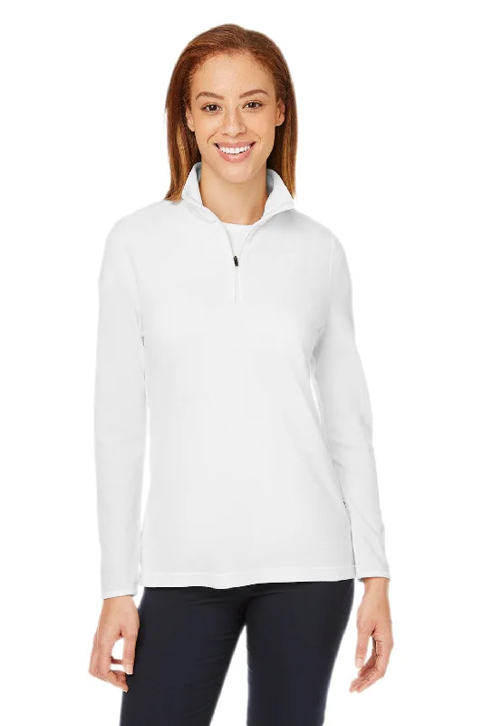 Devon & Jones Womens New Classics Performance Moisture Wicking 1/4 Zip Sweatshirt - White