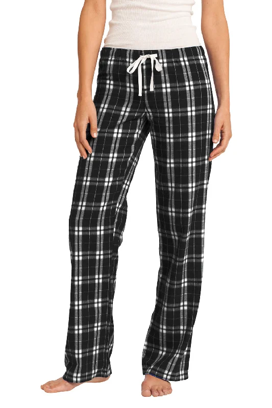 District Womens Flannel Plaid Lounge Pants - Black