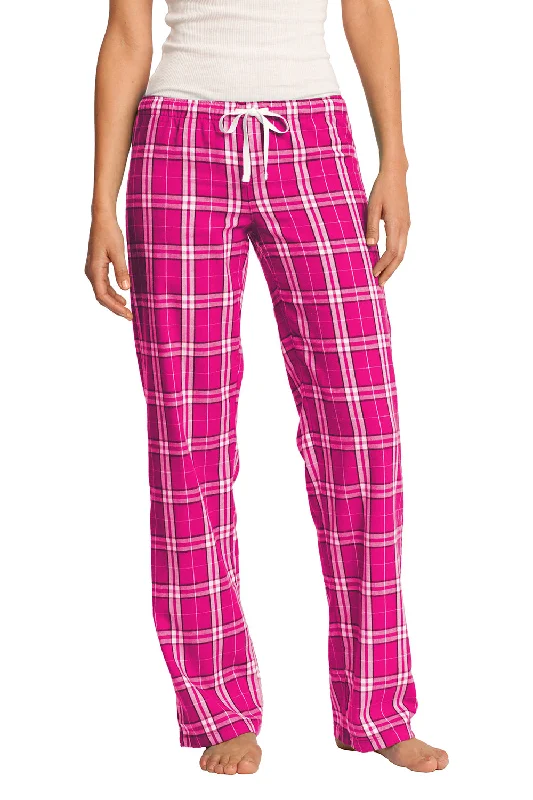 District Womens Flannel Plaid Lounge Pants - Dark Fuchsia Pink