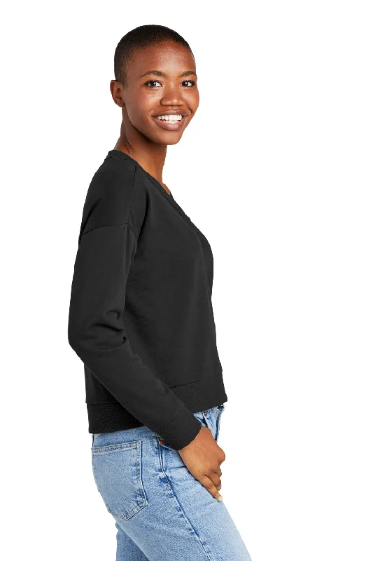 District Womens Perfect Tri Fleece V-Neck Sweatshirt - Black