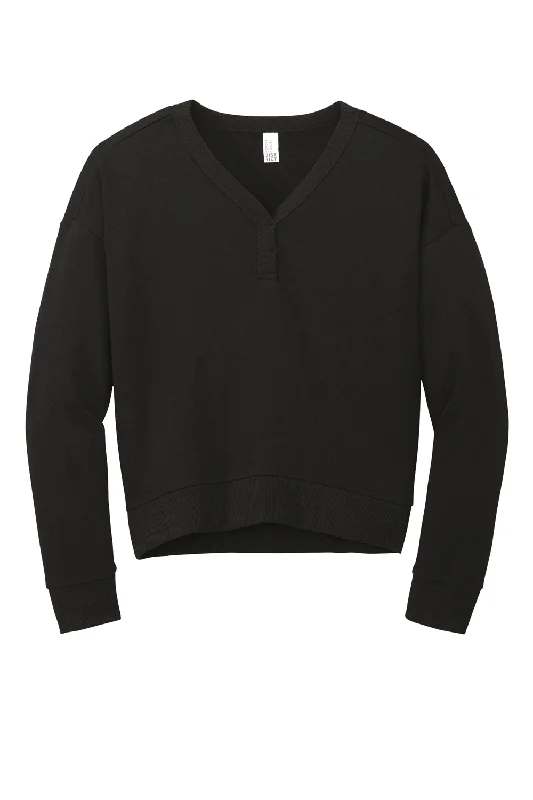 District Womens Perfect Tri Fleece V-Neck Sweatshirt - Black