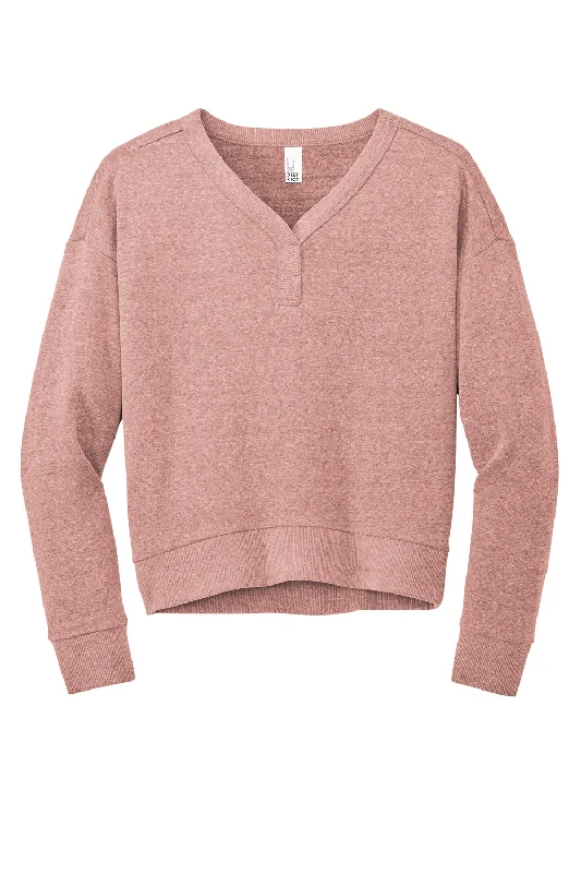 District Womens Perfect Tri Fleece V-Neck Sweatshirt - Blush Frost