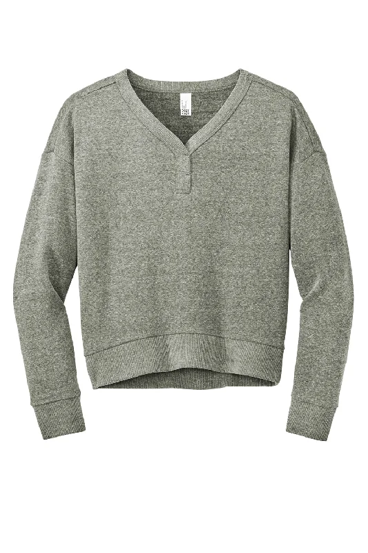 District Womens Perfect Tri Fleece V-Neck Sweatshirt - Grey Frost