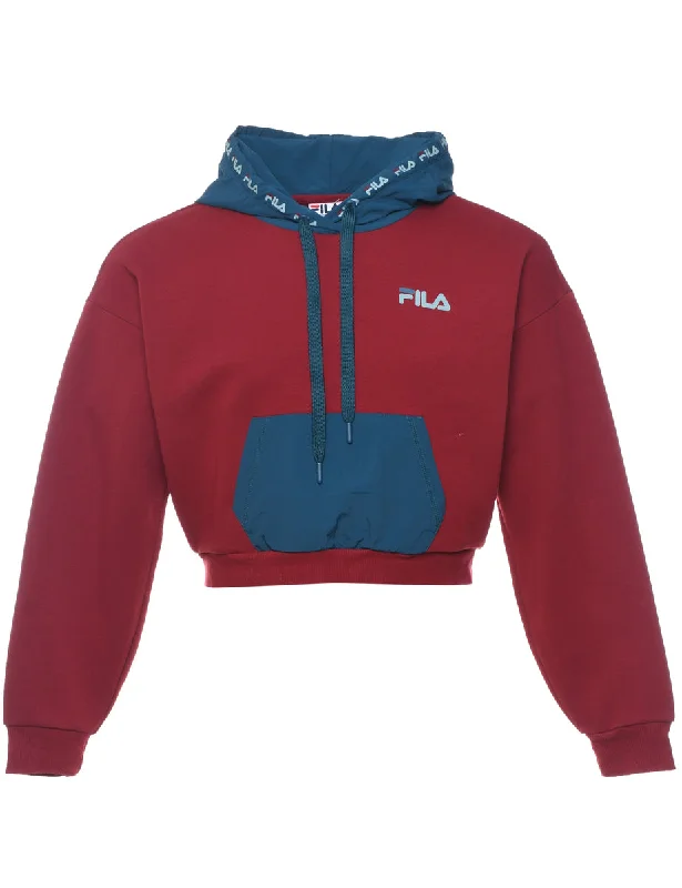 Fila Hooded Maroon & Blue Sweatshirt - L