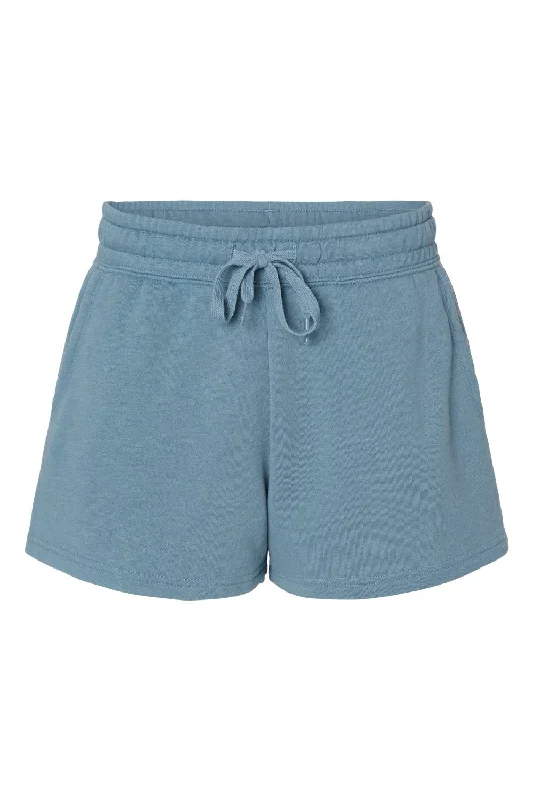 Independent Trading Co. Womens California Wave Wash Fleece Shorts w/ Pockets - Misty Blue - NEW