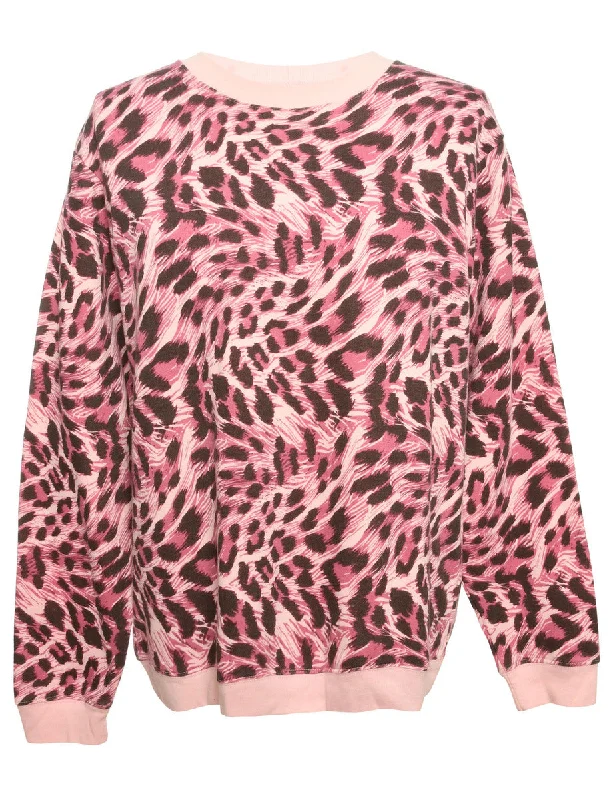 Leopard Print Purple Sweatshirt - M