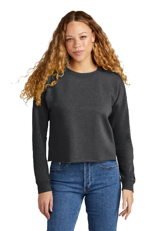 New Era Womens Fleece Crop Crewneck Sweatshirt - Heather Black