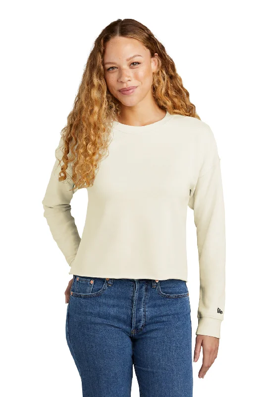 New Era Womens Fleece Crop Crewneck Sweatshirt - Soft Beige