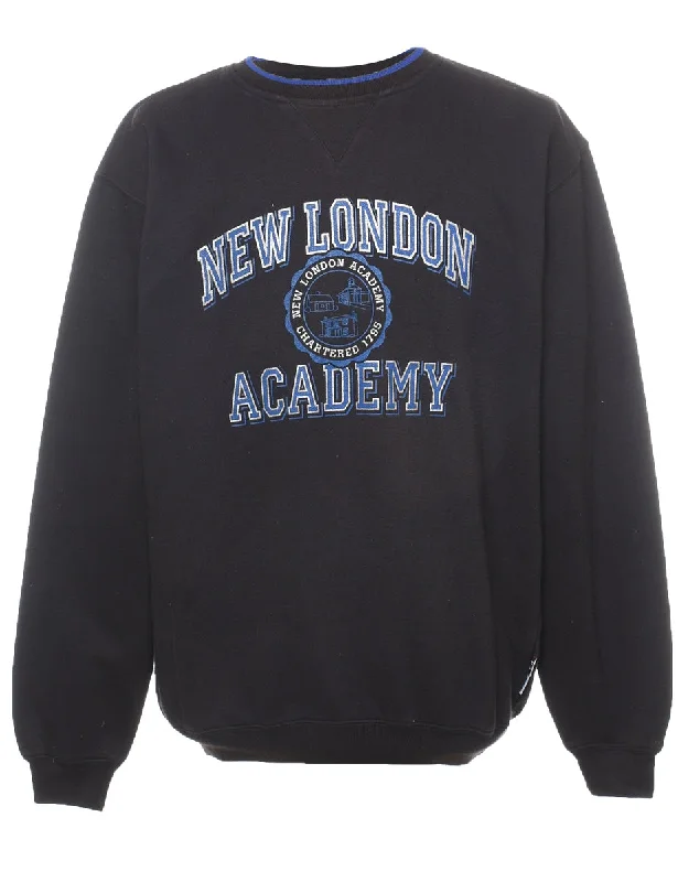 New London Academy Printed Black & Blue Sweatshirt - M