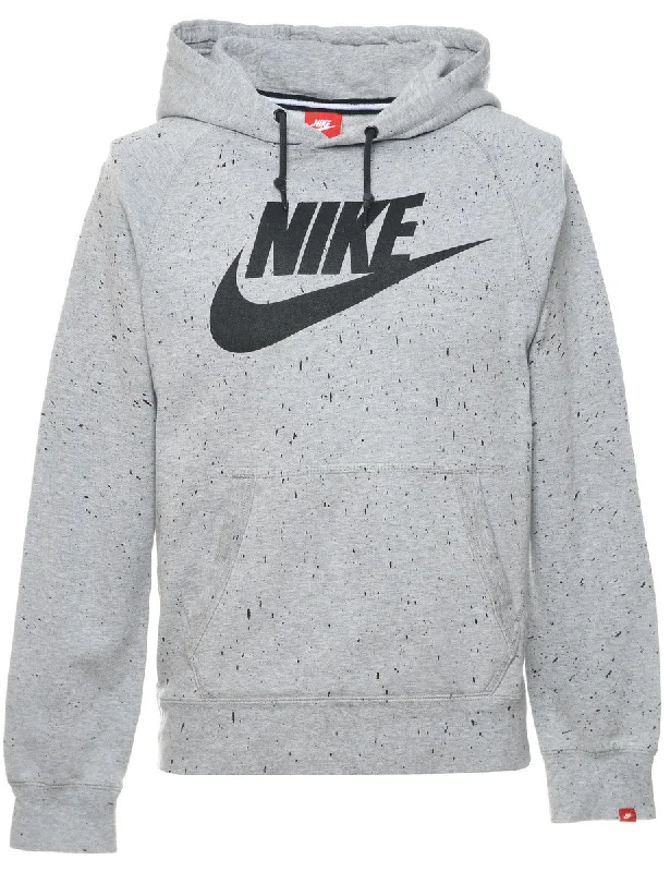 Nike Light Grey & Black Contrast Hoodie - S