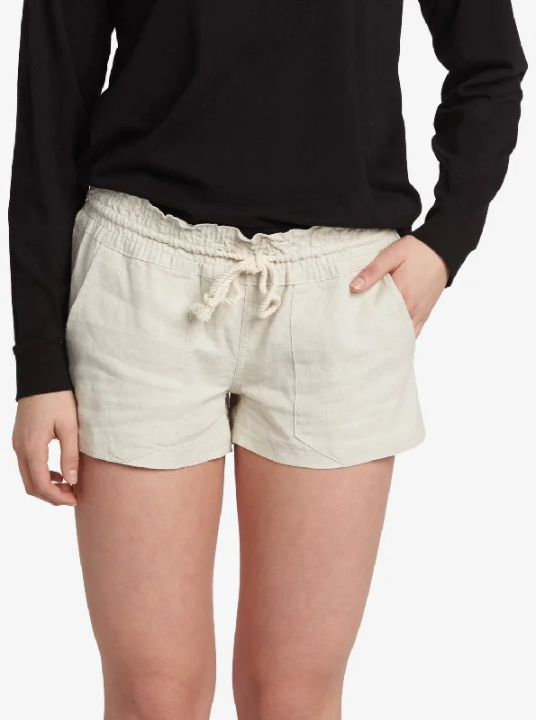 Oceanside Elastic Waist Shorts - Stone