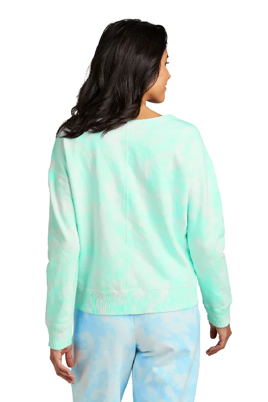 Port & Company Womens Beach Wash Tie Dye V-Neck Sweatshirt - Cool Mint Green