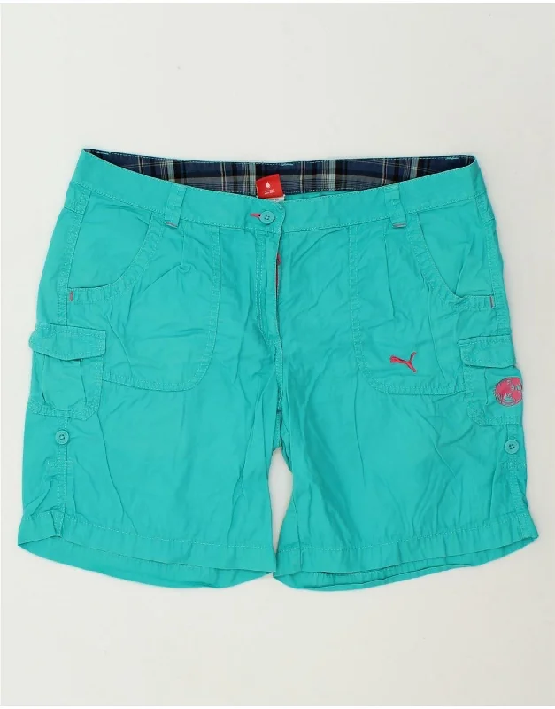 PUMA Womens Cargo Shorts UK 14 Large W34 Turquoise