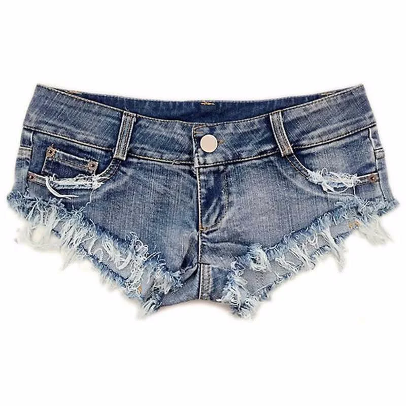 Light Blue Low Waist Micro Mini Denim Shorts