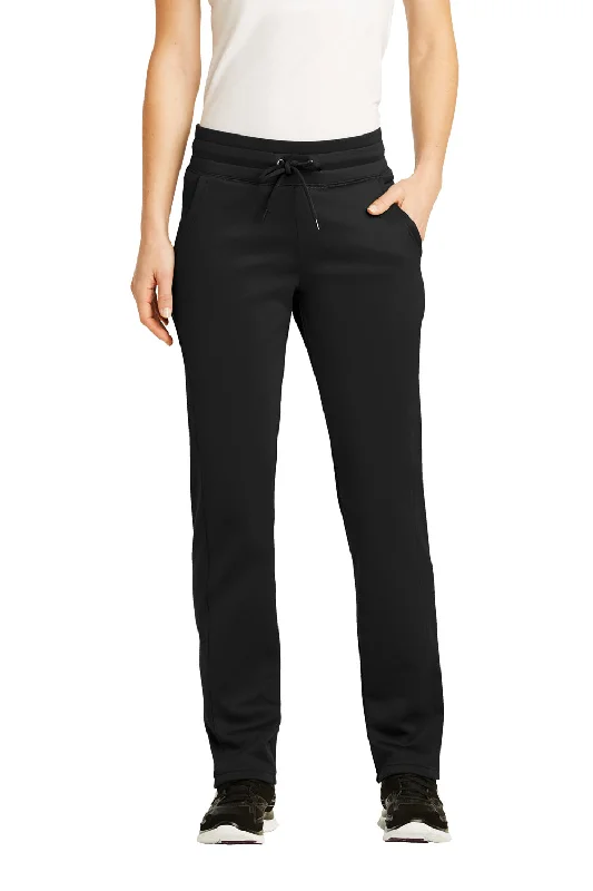 Sport-Tek Womens Sport Wick Moisture Wicking Fleece Sweatpants w/ Pockets - Black - Closeout