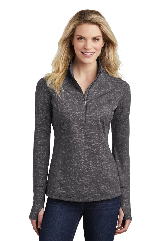 Sport-Tek Womens Sport-Wick Moisture Wicking 1/4 Zip Sweatshirt - Charcoal Grey