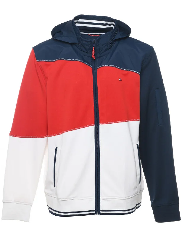 Tommy Hilfiger Hooded Red, Navy & White Track Top - XL