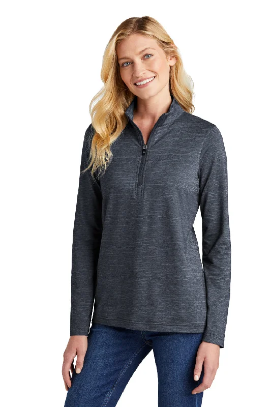 TravisMathew Womens Crestview 1/4 Zip Sweatshirt - Heather Vintage Indigo Blue