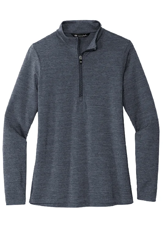 TravisMathew Womens Crestview 1/4 Zip Sweatshirt - Heather Vintage Indigo Blue