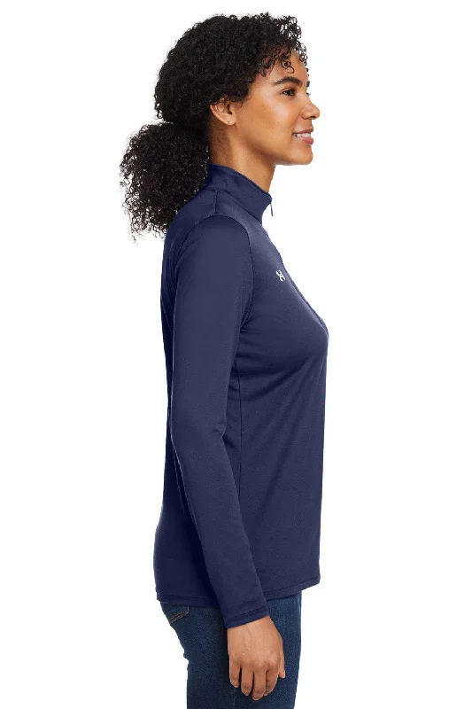 Under Armour Womens Team Tech Moisture Wicking 1/4 Zip Sweatshirt - Midnight Navy Blue