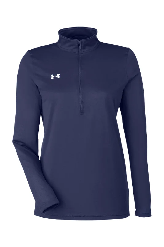 Under Armour Womens Team Tech Moisture Wicking 1/4 Zip Sweatshirt - Midnight Navy Blue