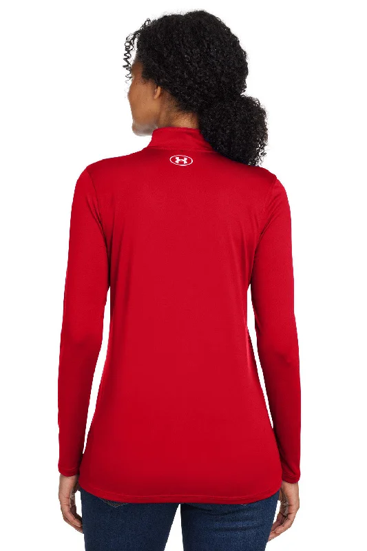 Under Armour Womens Team Tech Moisture Wicking 1/4 Zip Sweatshirt - Red