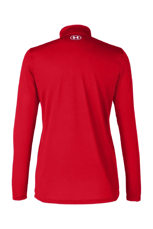 Under Armour Womens Team Tech Moisture Wicking 1/4 Zip Sweatshirt - Red