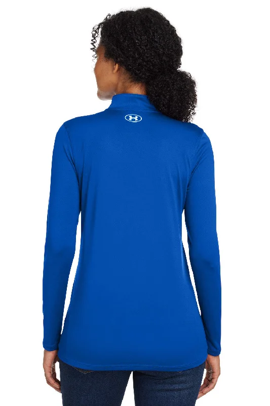 Under Armour Womens Team Tech Moisture Wicking 1/4 Zip Sweatshirt - Royal Blue