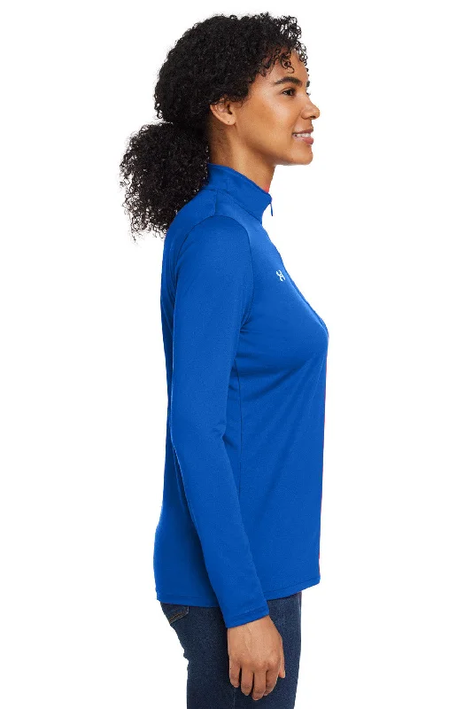 Under Armour Womens Team Tech Moisture Wicking 1/4 Zip Sweatshirt - Royal Blue