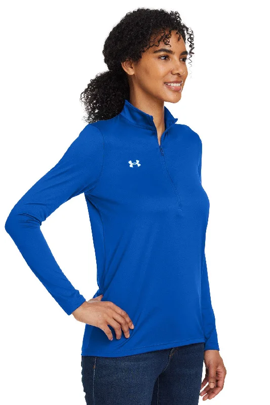 Under Armour Womens Team Tech Moisture Wicking 1/4 Zip Sweatshirt - Royal Blue