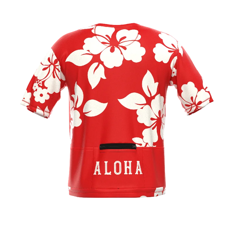 Men's Hawaiian Aloha Floral Short Sleeve Cycling Shirt