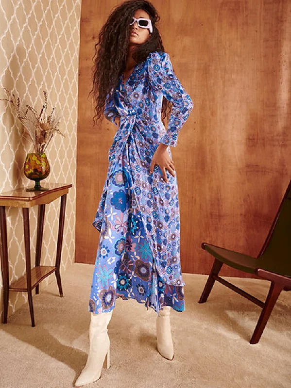 Celia B Kazbek Dress Blue